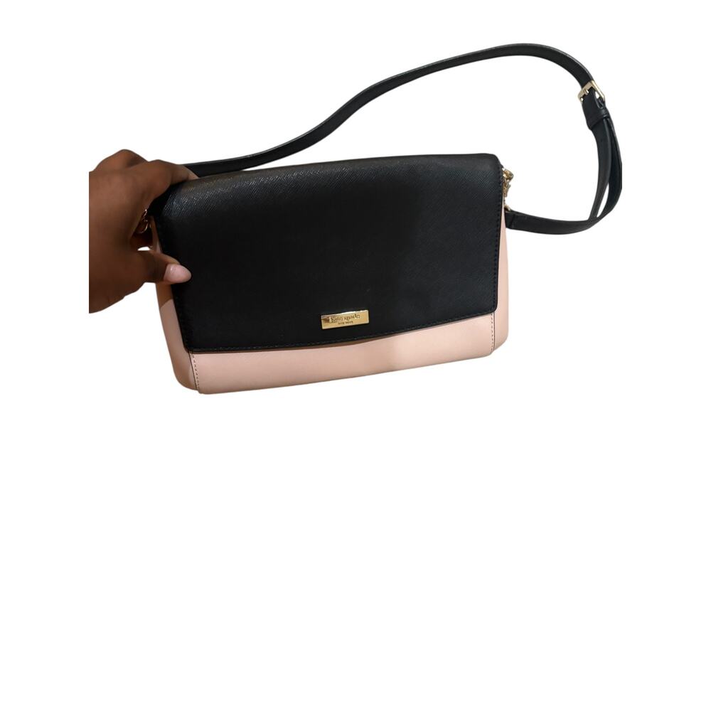 Kate Spade New York Colorblock Crossbody Purse Black Blush Gold Chain